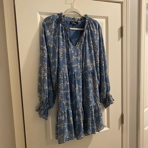 LULU’S FLORAL LONG SLEEVE LAYERED DRESS MEDIUM